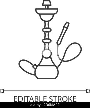 Icône linéaire parfaite de pixel de hookah. Maison de sheesha. Objet minimaliste. Salon nargile. Illustration personnalisable en ligne fine. Symbole de contour. Vecteur Illustration de Vecteur