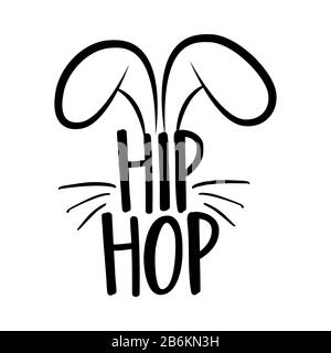 Hip Hop - Joli motif lapin, drôle de gribouille dessinée à la main, dessin animé lapin de Pâques. Idéal pour les enfants avec un motif graphique en tissu à motif poster ou t-shirt. Vecto Illustration de Vecteur