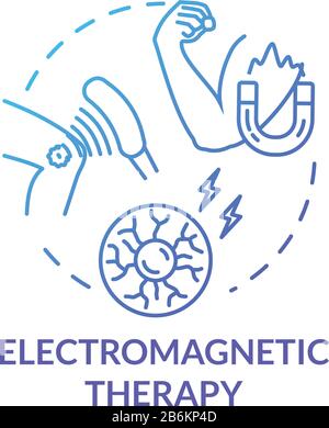 Icône de concept de thérapie électromagnétique. Illustration de l'idée de médecine alternative à la ligne mince. Traitement des ondes radio et de l'aimant pseudoscientifique. Vecteur Illustration de Vecteur