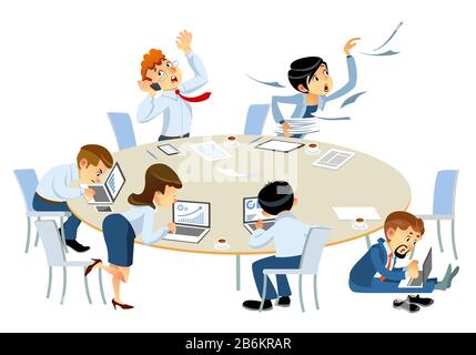 Les gens d'affaires se sont précipmilieux pour terminer le projet. Le personnel du bureau a insisté sur le travail dans les délais de pointe. Problème commercial, concept de date limite scénario de style dessin animé Illustration de Vecteur