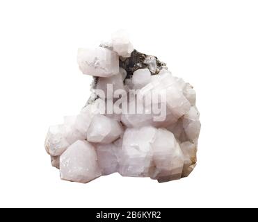 Grand minéral calcite blanc isolé sur le fond blanc Banque D'Images