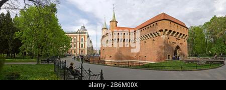 Vue Sur Cracovie Barbican, Cracovie, Pologne Banque D'Images