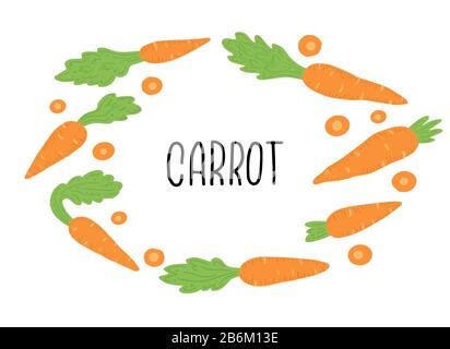 Jeu isolé d'illustrations vectorielles de carotte. Concept de nourriture saine, légumes pour l'arrière-plan, design d'icône. La carotte a un style abstrait, simple dessin animé, dessiné à la main. Illustration de Vecteur