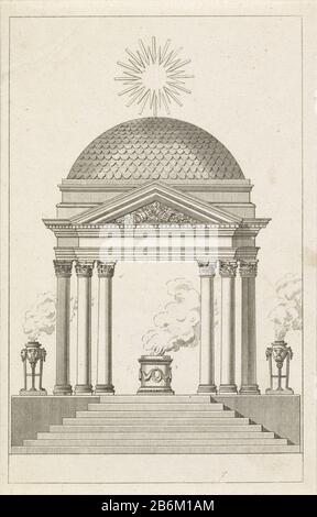 Erepoort aan de Haarlemmerpoort, 1816 arche triomphale en forme de temple avec six colonnes et dôme, surmonté d'un soleil brillant. Établi par le Haarlemmerpoort. Lors de l'impression d'un texte décrivant la décoration, les décorations illustrations tirées par la visite du Prince et de la Princesse d'Orange à Amsterdam le 19 septembre 1816. Fabricant : printmaker: Antoni Zürcher Lieu de fabrication: Pays-Bas Date: 1816 - 1817 Caractéristiques physiques: Gravure et engrafage: Technique du papier: Gravure / engrafé (procédé d'impression) dimensions: Feuille: H 185 mm × W 118 mnelicechTohtingGebruikt as illust Banque D'Images