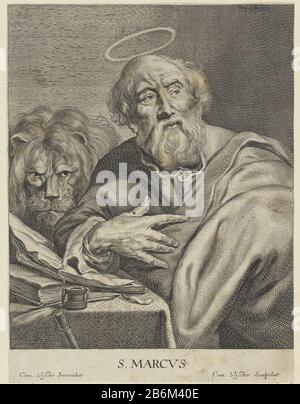 Evangelist Marcus met leeuw S MARCVS (objet titel op) Vier Evangelisten (servietitel) Evangelist Marcus avec lion. MARCVS (titre objet) Quatre évangélistes (titre de la série) Type de bien: Imprimer Numéro de série: 2 (4) Numéro d'article: RP-P-OB-62.062Catalogusreferentie: Holllstein Dutch 12-2 (2) Marquages / marques: Marque de collectionneur, verso, estampillé: Lugt 2228 Fabricant: Machine à imprimer Cornelis Visscher (II) (bâtiment classé: 1650 - 1658 Caractéristiques physiques: Matériau de la voiture: Technique du papier: Engrala (processus d'impression) Dimensions Banque D'Images