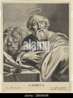 Evangelist Marcus met leeuw S MARCVS (objet titel op) Vier Evangelisten (servietitel) Evangelist Marcus avec lion. MARCVS (titre objet) Quatre évangélistes (titre de la série) Type de bien: Imprimer Numéro de série: 2 (4) Numéro d'article: RP-P-OB-62.061Catalogusreferentie: Holllstein Néerlandais 12-1 (2) Marques: Marque du collectionneur, verso, estampillé: Lugt 2228 Fabricant : Printmaker Cornelis Visscher (II) (Bâtiment coté), conçu par Cornelis Visscher (II) (Bâtiment coté) éditeur Cornelis Visscher (II) (Bâtiment coté) Lieu de fabrication: Haarlem Dating: 1650 Caractéristiques physiques: Matériel automobile: Papier te Banque D'Images