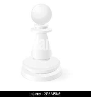 Pion blanc. pièce d'échecs en trois dimensions Illustration de Vecteur