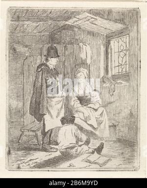 Famille dans interieur intérieur avec homme et femme avec enfant sur ses genoux. Parmi eux deux enfants, dont il y a un livre kijkt. Fabricant : printmaker John Janson (possible) printmaker: Johannes Christiaan Janson (possible) printmaker Pieter Janson (possible) Lieu de fabrication: Leiden Date: 1739 - 1851 Caractéristiques physiques: Gravure ; matériaux d'épreuvage: Papier: Technique de gravure Dimensions: Bord de la plaque: H 96 mm × W 79 mm Objet: Vie familiale à la maison Banque D'Images