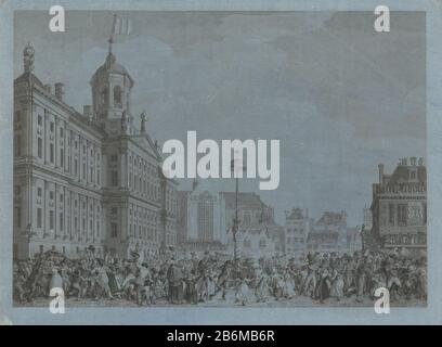 Feest der Vrijheid op de Dam te Amsterdam, 4 maart 1795 Fête de la liberté, a célébré le dévouement de l'arbre de liberté sur la place du Dam à Amsterdam, le 4 mars 1795. Vue sur le barrage avec une grande foule dansant sur le vrijheidsboom. Fabricant : printmaker: Reiner Vinkeles (I) (bâtiment classé) printmaker Daniel Friday (bâtiment classé) pour le dessin de Jacques Kuyper (propriété cotée) Lieu de fabrication: Printmaker: Netherlands print auteur: Netherlands to drawing: Amsterdam Date: 1795 Caractéristiques physiques: Gravure et engraflage, épreuvage avant la lettre sur papier bleu technique: Etchin Banque D'Images