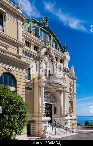 Détails extérieurs de la Salle Garnier de l'Opéra de Monte-Carlo, Monaco. Banque D'Images