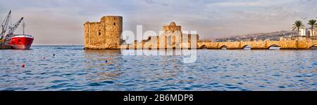 Château De La Mer De Sidon, Château De La Mer De Crusaders, Sidon, Liban Banque D'Images