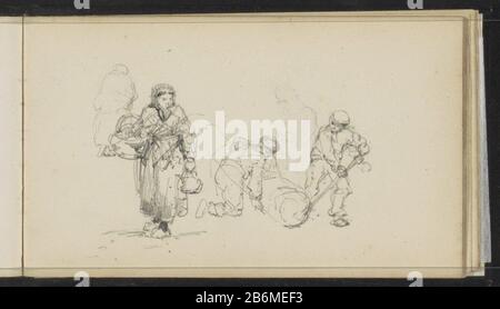 Figuren dans verschillende houdingen Figures dans diverses postures. A laissé une femme avec un panier. Hommes droits. 31 feuilles d'un croquis avec 44 bladen. Fabricant : artiste: Cornelis Springer Lieu de fabrication: Pays-Bas Date: CA. 1860 - ca. 1866 Caractéristiques physiques: Crayon matière: Crayon de papier Sujet: Femme adulte de mana Banque D'Images