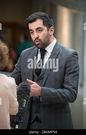 Édimbourg, Royaume-Uni. 11 mars 2020. Photo : Humza Yousaf Msp - Ministre Du Cabinet De La Justice, Parti National Écossais (Snp). Scènes de l'intérieur du Parlement écossais. Crédit : Colin Fisher/Alay Live News Banque D'Images