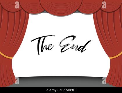 Film cinéma écran blanc. Théâtre avec rideaux rouges. Illustration de Vecteur