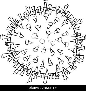 Dessin conceptuel noir et blanc vectoriel, illustration ou conception du coronavirus covid-19 . Illustration de Vecteur