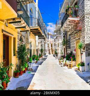 Village traditionnel de Pyrgi, île de Chios, Grèce. Banque D'Images