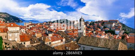 Belle vieille ville de Dubrovnik, vue panoramique, Croatie. Banque D'Images