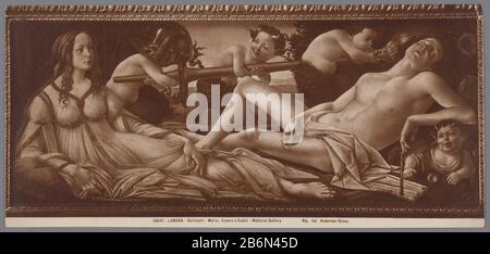 Fotoreproductie van schilderij Mars, Vénus en satyrs DOOR Botticelli 18025 (servietitel) Londra - Botticelli - Marte, Venere e Satiri - National Gallery Manufacture Créateur: Photographe: James Anderson Photographe : Domenico Anderson (possible) Daté: 1880 - 1920 Caractéristiques physiques: Gélatine argent imprimé matériel: Papier technique: Gélatine argent imprimé dimensions: H 200 mm × l 427 mm Objet : photo, peinture Banque D'Images