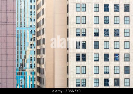 Patchwork moderne de bâtiments dans le centre-ville de Chicago, Illinois, États-Unis Banque D'Images