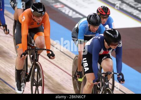 Kirsten Wild de Nederlandt , Olga Zabelinskaya d'Ouzbékistan et Jennifer Valente de USA Women's points Race au cours des Championnats du monde de cyclisme sur piste de 2020 de l'UCI Présentés par Tissot le mars, 01 2020 au Velodrome de Berlin, Allemagne - photo Laurent Lairys / DPPI Banque D'Images