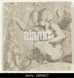 Fragment uit Jupiter zendt de drie godinnen naar oordeel van Paris Putto met des fruits tros, des liens naar Extrait de Jupiter envoie les trois déesses de l'avis de ParisPutto avec un bouquet de fruits, type d'objet gauche: Photo Numéro d'article: RP-P-OB-36.049Catalogusreferentie: Zerner 55bet 181821 Inscriptions / Bartsch: Numéro, recto bottom right, Hand written in Brown Ink, '3' Fabricant : Print Maker: Antonio Fantuzzi (attribué à) Lieu de fabrication: Fontainebleau Date: 1543 Caractéristiques physiques: Matière de gravure: Technique du papier: Dimensions de gravure: Feuille: Banque D'Images