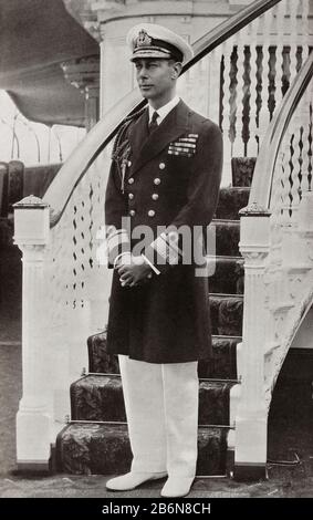 Prince Albert en uniforme naval. Prince Albert Frederick Arthur George, Futur George Vi, 1895 – 1952. Roi du Royaume-Uni et dominions du Commonwealth britannique. Du roi George le sixième, publié en 1937. Banque D'Images