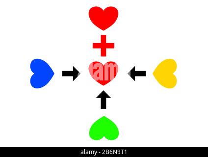 La flèche indique le chemin vers le cœur. Illustration de Vecteur