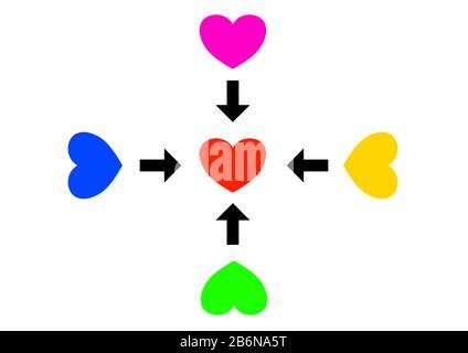 La flèche indique le chemin vers le cœur. Illustration de Vecteur
