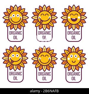 Etiquette de carte icône avatar logo élément avec Sunflower Illustration de Vecteur