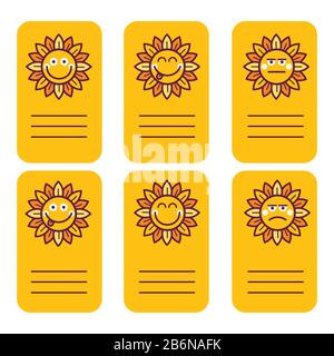Etiquette de carte icône avatar logo élément avec Sunflower Illustration de Vecteur