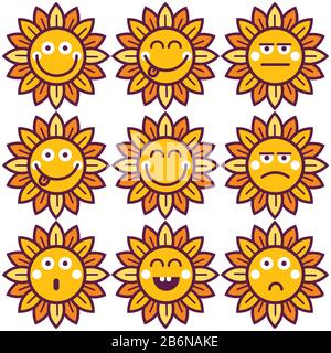 Etiquette de carte icône avatar logo élément avec Sunflower Illustration de Vecteur