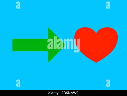 La flèche indique le chemin vers le cœur. Illustration de Vecteur