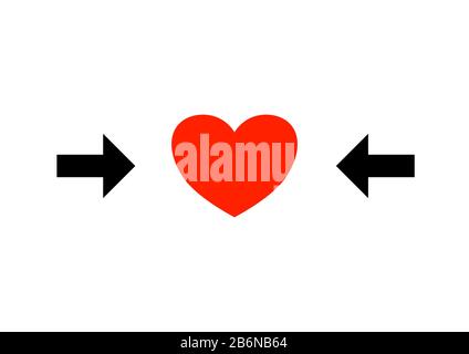 La flèche indique le chemin vers le cœur. Illustration de Vecteur