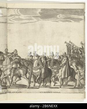 Functionarissen van het pauselijk hof te paard, plaat 11 Optocht van Karel V met de pai te Bologna na zijn kroning tot keizer, 1530 (servietitel) agents de la Cour du Pape à cheval, plaque 11 de Charles V Procession avec le pape Clemens VII à Bologne après couronne empereur, 24 Février 1530. Fabricant : Print maker: Nicholas High Bergplaats Fabrication: Mechelen Date: 1530 - 1536 et / ou 1620 - 1699 Caractéristiques physiques: Gravure et engrafage matériau: Papier technique: Gravure / engrafage (impression) mesures: Bord de la plaque: H 330 mm × W 300 mm (par collage à gauche et à droite sont Banque D'Images