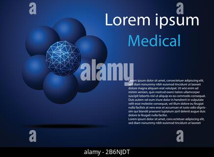 Résumé la science médicale de santé se compose de molécules concept de technologie numérique technologie médicale moderne,traitement,médecine sur le futur de haute technologie bleu dos Illustration de Vecteur