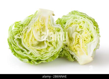 Le letuce frais de l'iceberg est isolé sur fond blanc avec le chemin d'écrêtage Banque D'Images