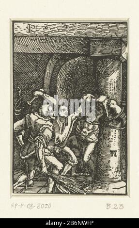 Geseling van Christus de val en verlossing van de mensheid (seretitel) Christ, lié à un poteau, est écrasé par deux hommes. Vingt-troisième photo d'une série de veertig. Fabricant : Print Maker: Albrecht Altdorfer (indiqué sur l'objet) Lieu de fabrication: Allemagne Date: CA. 1506 - 1538 Caractéristiques physiques: Matériau du bloc de bois: Papier technique: Dimensions du bloc de bois: Image: H 72 mm × b 48 mm Objet: Flagellation par des soldats, Christchurch Habituellement liée à une colonne (Matthieu 27:26; Marc 15:15; Jean 19: 1) Banque D'Images