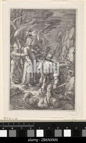 Gevangenneming van Christus de Passie (servietitel) Christus wordt porte soldaten gevangen genomen in de hof van Getsemane. Judas kust Hem op de wang. Op de voorgrond hakt Petrus Malchus een oor af. Fabricant : protmaker: Anoniemnaar prent van: Hendrick Goltzius (vermeld op object)Plaats fabriquent: Nederland Dating: 1598 en/de 1597 - 1667 kenmerken physique: Gravire Material: Papier Techniek: Graveren (drukprocedé) Dimensions: Plaatrand: H 199 mm × 133 mb Lelikoten: Leliktgeelik: Lelikiten. Amsterdam: Jan Philipsz Schabaelje, 1653-1654. Sujet: Le baiser de Banque D'Images