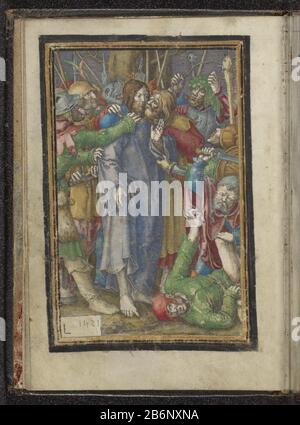 Gevangenneming van Christus Passie van Christus (servietitel) Capture de Christ Passion of Christ (titre de la série) Type de bien: Imprimer la page Numéro d'article: RP-P-2011-115-2Catalogusreferentie: New Hollstein Dutch 45-1 (3) Description: Christ est capturé par un groupe de soldats . Judas l'embrasse sur la joue. Le très bon Pierre soulève son lourd point de frapper l'oreille de Malchus. Malchus essaie de le fend. Cet imprimé fait partie d'un gebedenboek manuscrit. Fabricant : printmaker: Lucas van Leyden (bâtiment classé) dans sa conception: Lucas van Leyden Lieu fabrication: Leiden Date: 1521 Caractéristiques physiques: ENG Banque D'Images
