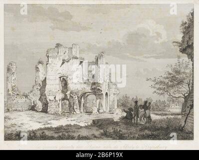 Vue sur les ruines de l'abbaye de Rijnsburg. Au premier plan un gezelschap. Fabricant : printmaker Joannes Pieter visser Bender (bâtiment classé) dans sa conception: Joannes Pieter visser Bender (propriété cotée) Lieu de fabrication: Haarlem Dating: 1812 Caractéristiques physiques: Matière de gravure: Technique du papier: Gravure Dimensions: Feuille: H 185 mm (à propos d'afgesnenden) × b 245 mm Sujet: Église, monastère, etc Banque D'Images