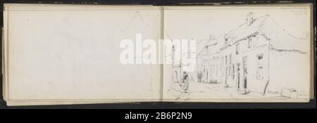 Gezicht in de Vissersbuurt te Harderwijk vue sur une rue dans les Fishermans Harderwijk. Sur la gauche, un schéma avec une pompe à eau. Page 9 verso et 10 recto d'un croquis avec 55 lames faites dans le Veluwe dans le Nord Duitsland. Fabricant : artiste: Cornelis Springer Lieu de fabrication: Harderwijk Date: 23 juillet 1863 Caractéristiques physiques: Crayon matière: Crayon papier Sujet: Streetutilitarian, pompe publique ou fontaine d'eau où: Harderwijk Banque D'Images