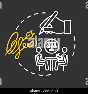 Icône de concept de couleur RVB craie d'authenticité de signature. Offre de sécurité. Signature du contrat. Aide professionnelle de common law. Idée de service de notaire. Vecteur isolé Illustration de Vecteur