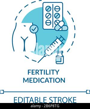 Icône de concept turquoises de médicaments pour la fertilité. Traitement gynécologique. Aide à la pharmacie. Illustration de l'idée de la technologie de reproduction à la fine ligne. Vecteur isolé Illustration de Vecteur