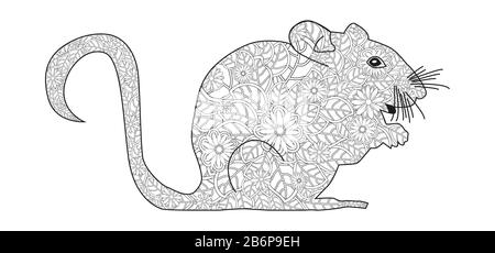 Hand drawn zentangle souris pour colorier livres pour les adultes et les autres décorations Illustration de Vecteur