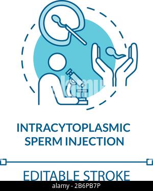 Icône de concept turquoise de l'injection intracytoplasmique de spermatozoïdes. Fécondation in vitro. Alternative grossesse idée fine illustration. Vecteur isolé Illustration de Vecteur