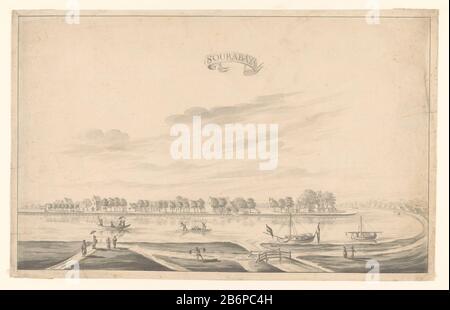 Gezicht op Surabaya Sourabaya (objet op titel) vue sur les maisons de Surabaya à Kali Mas. Route le long d'une rivière avec des figures différentes. Les trois bateaux fluviaux et un radeau. Un bateau amarré avec drapeau néerlandais. De l'autre côté des arbres et huizen. Fabricant : dessinateur: A. la Nelly (possible) Lieu de fabrication: Java Date: 1762 - 1783 Caractéristiques physiques: Brosse en gris: Papier encre technique: Stylo / pinceau dimensions: H 320 mm × W 492 mm Objet: Paysages dans les régions tropicales et subtropicales rivière (+ paysage avec chiffres, étalage) Quand: 1750 - 1800 Banque D'Images