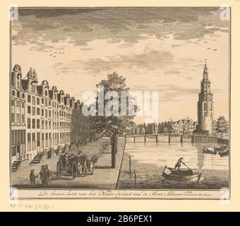 Gezicht op de Binnenkant en de Montelbaanstoren te Amsterdam de binnen kant van het Nieuw-Eyland naa de Mont Albaans Tooren te zien (objet titel op) vue de l'intérieur sur l'île Waal Amsterdam, vue vers l'Oude Schans droite Montelbastoranen. Fabricant : printmaker: Anonyme date: CA. 1700 - env. 1749 matériau: Technique du papier: Gravure / engrama (processus d'impression) Dimensions: Feuille: H 166 mm (bord de la plaque intérieure découpée) × W 191 mm (bord de la plaque intérieure découpée) analyse deuxième (ou ultérieur) est de tirages similaires (avec l'ajout du titre français) est également utilisé dans le guide, ou nouvelle description d' Banque D'Images