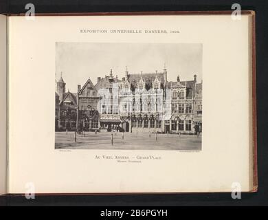 Gezicht op de Grote Markt te Antwerpen au vieil Anvers - Grand-Place Maison Scabinale (objet titel op) vue sur la Grand-Place Antwerpenau vieil Anvers - Grand-Place. Maison Scabinale (titre objet) Type d'objet: Impression photomécanique Numéro d'objet: RP-F-2001-7-1487-80 Fabricant : Photographe: TH. Lantin (bâtiment classé) imprimante: Joseph Maes (propriété cotée) Lieu de fabrication: Marché Date: 1890 - ou 1894 matériau: Papier technique: Mesure de la pression lumineuse: Imprimé: H 160 mm × W 220 mm Objet: Façade (ou maison ou bâtiment) carré, lieu, cirque, etc Banque D'Images