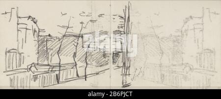 Gezicht op de Lauriergracht te Amsterdam bij avond page 33 et page 34 d'un croquis avec 32 bladen. Fabricant : artiste George Hendrik Breitner Lieu de fabrication: Amsterdam Date: 1886 - vers 1891 Caractéristiques physiques: Noir craie matière: Papier Sujet craie: Canaux, eau (en ville) logement urbain où: Lauriergracht Banque D'Images
