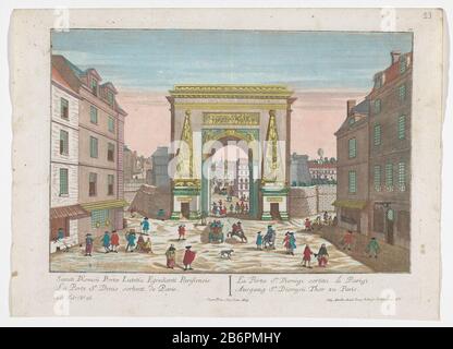 Gezicht op de porte Saint-Denis te Parijs Ausgang St Dionysii Thor zu Paris (objet titel op) Parijs (servietitel) Rechtsboven genummerd: 87. Linksonder genummerd: 16. Fabricant : uitgever: Georg Balthasar Probst (vermeld op object)prentmaker: Anoniemnaar prent van: Pieter Schenk (I)verlener van Privilege: Jozef II (Duits keizer) (vermeld op object)Plaats fabricación: Uitgever: Augsburgprentmaker: Duland itland ittersfühlflekken: 1742 - ekenerliekken: H 309 mm × b 419 mmla série "Parijs", l'a rencontré Banque D'Images